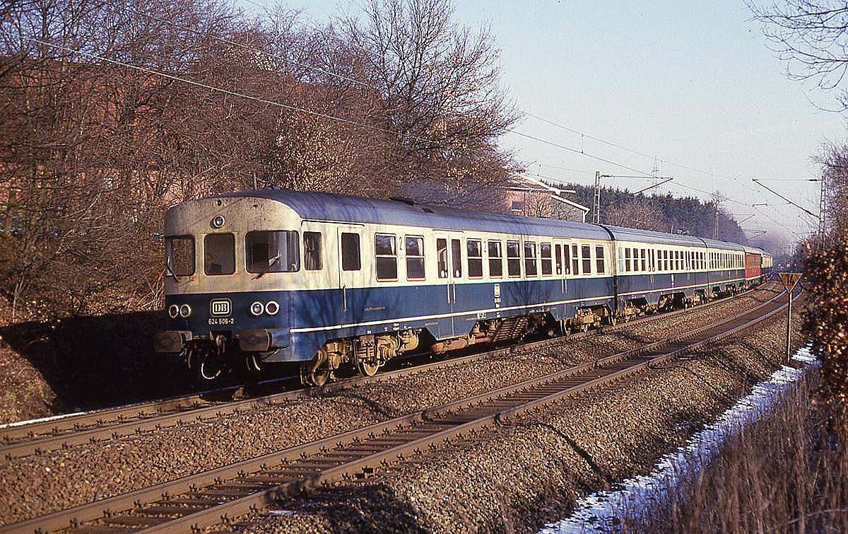 624506 am 24.2.1987 als Überführungsfahrt nach Münster um 11.15 Uhr durch Osnabrück - Hörne.