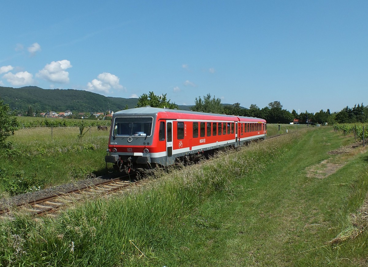 628 215 am 31.05.2014 kurz vor Mußbach (aus Richtung Neustadt a. d. Weinstraße).