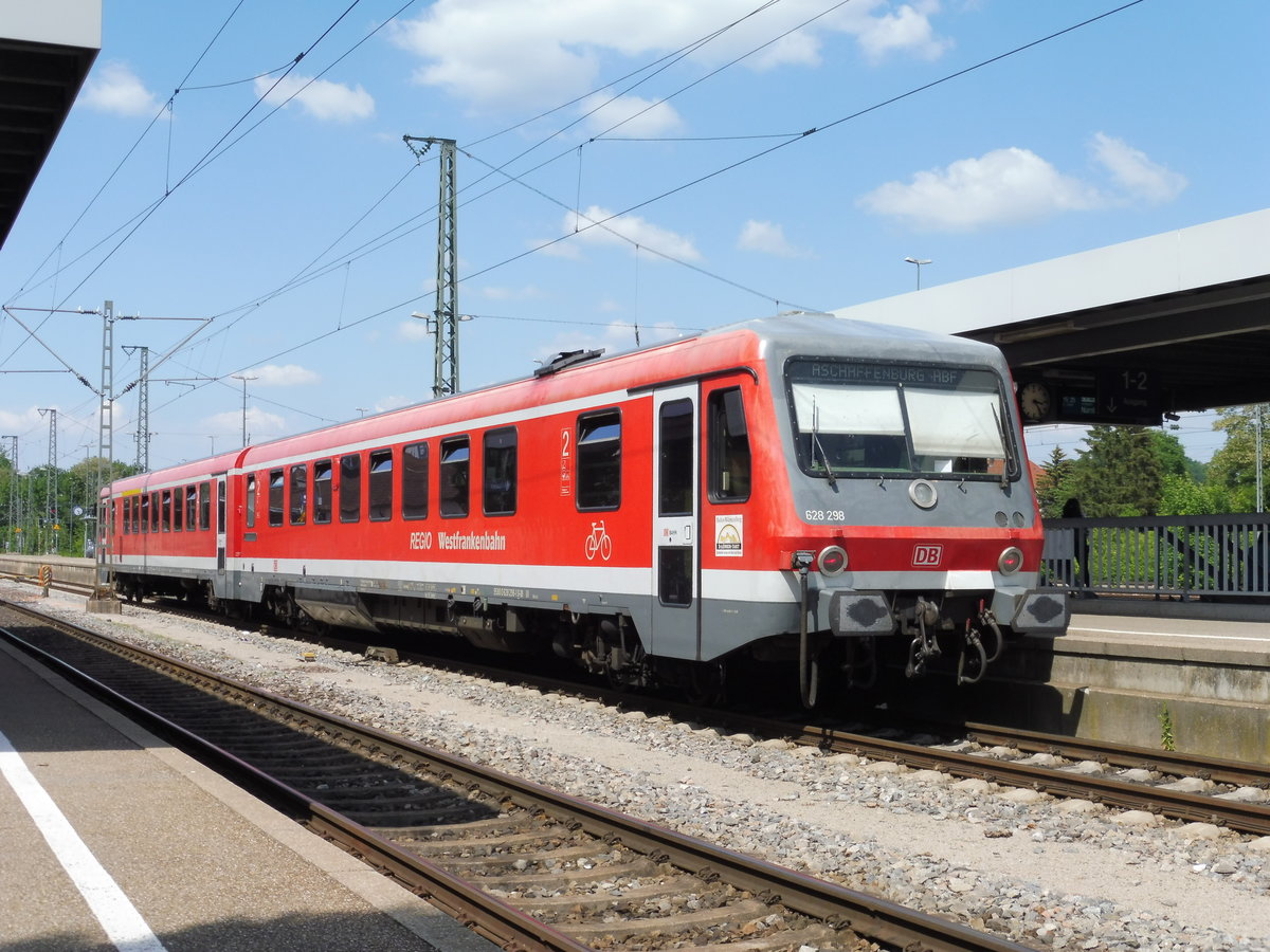 628 298 als RB Crailsheim - Aschaffenburg Hbf, in Crailsheim Mai 2018