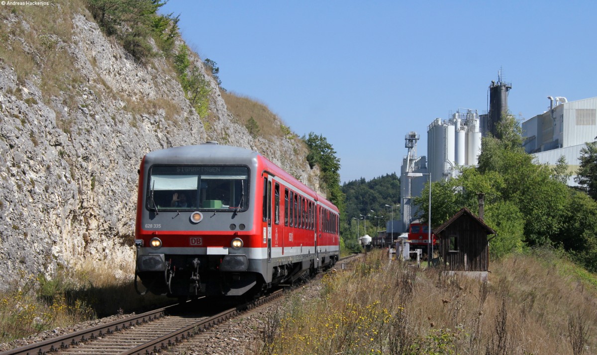 628 335-9 als RE 22338 (Ulm Hbf-Sigmaringen) bei Gerhausen 4.9.13