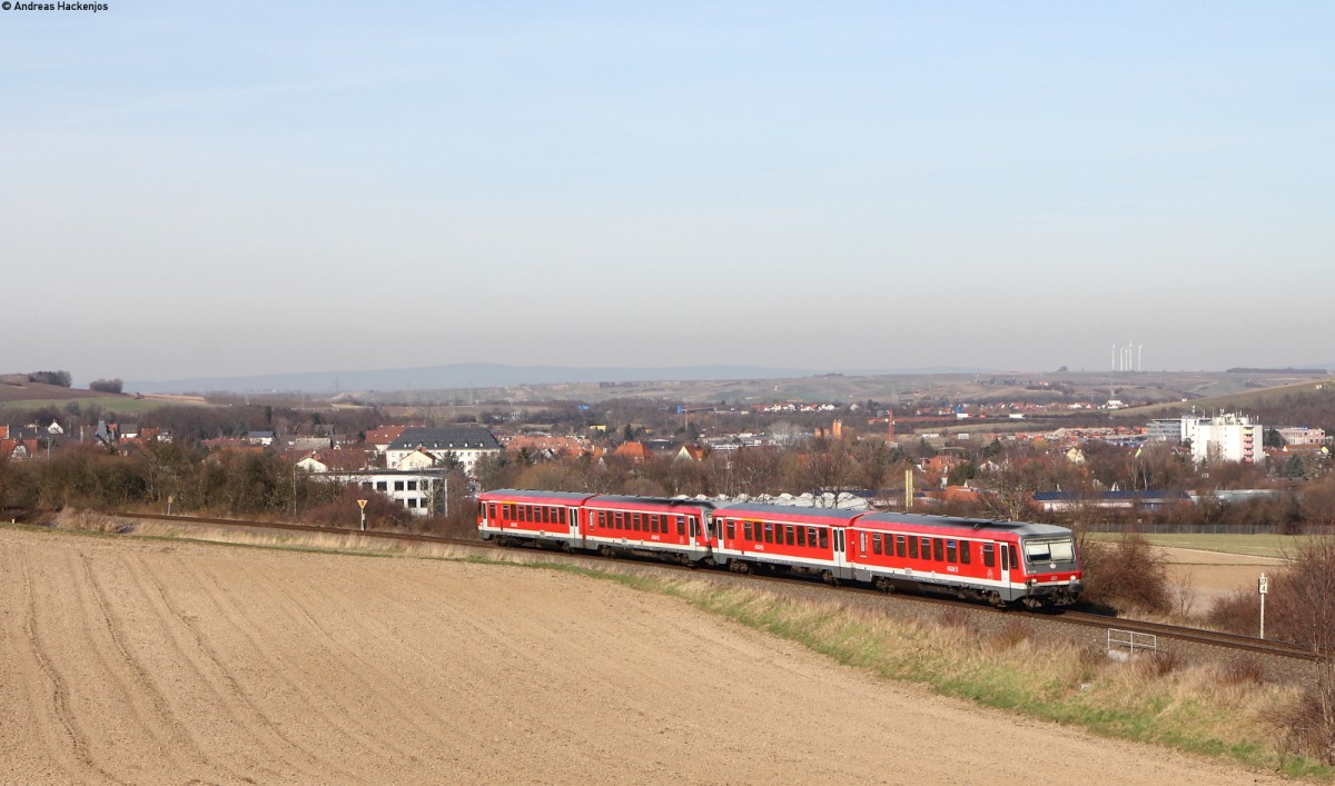 628 421-9 und 628 901-0 als RB 13527 (Bingen(Rhein) Stadt-Worms Hbf) bei Alzey 24.2.14