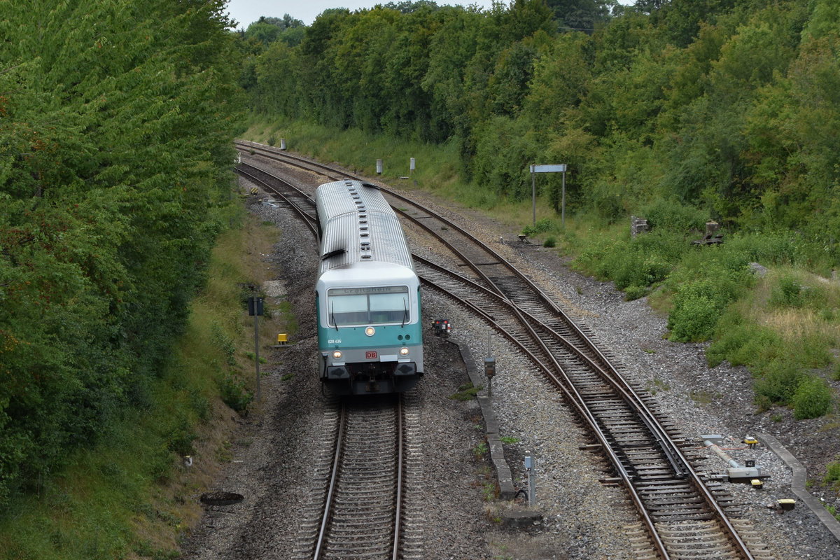 628 430/520 als RE nach Crailsheim am 05.08.19 bei der einfahrt in Waldenburg(Württ)