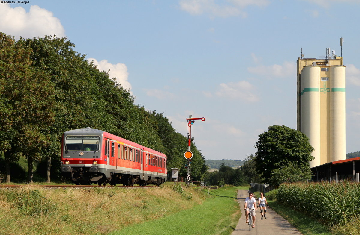628 431-8  als RE 4194 (Crailsheim-Aschaffenburg Hbf) bei Markelsheim 15.8.16