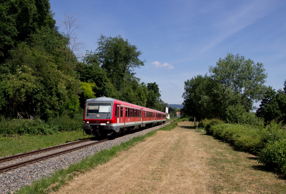 628 451 & 628 448 als RB 28318 (Fürth (Odenw)) - Weinheim (Bergstr) bei Rimbach am 17.06.15