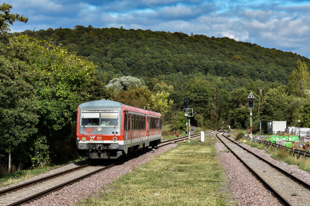 628 487 Anfang Oktober 2019 als RB72 nach Lebach-Jabach in Eppelborn bei der einfahrt