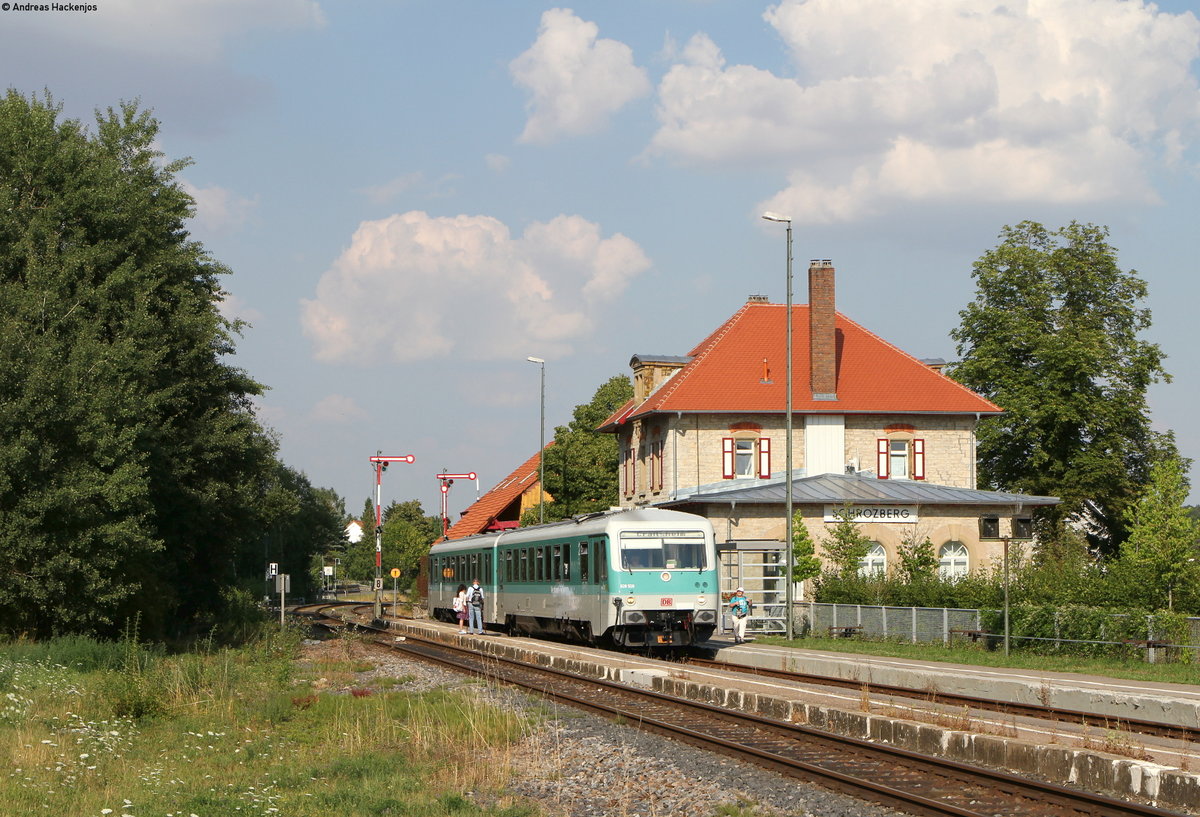 628 526-5/628 436-7 als RE 4389 (Aschaffenburg Hbf-Crailsheim) in Schrozberg 24.7.18