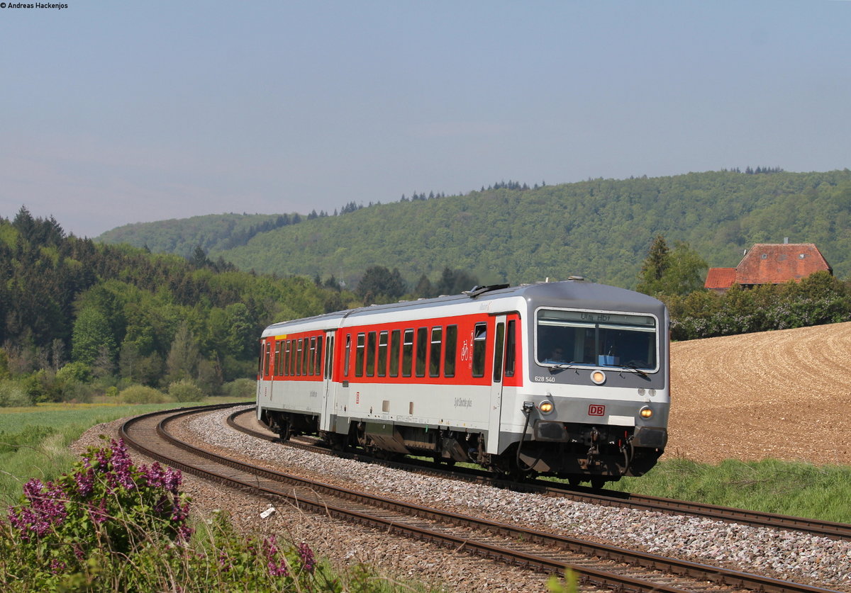 628 540-6  Rantum  als RB 26363 (Ehingen(Donau)-Ulm Hbf) in Arnegg 17.5.19