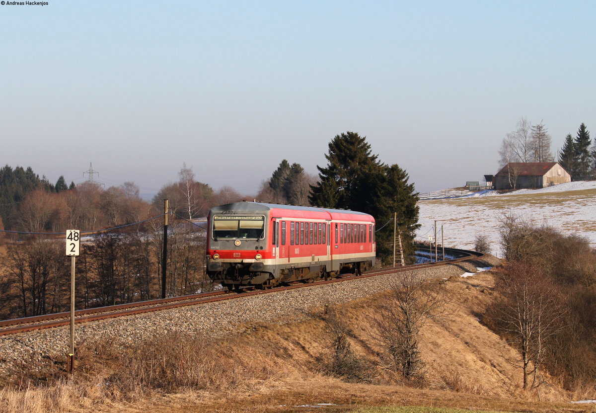 628 543-6 als RE 22313 (Rottweil-Neustadt(Schwarzw)) bei Löffingen 15.2.17