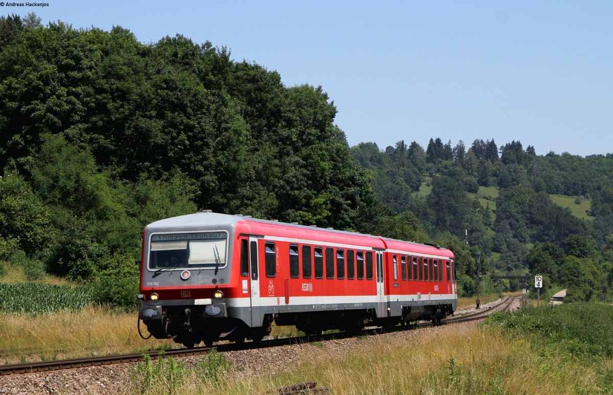 628 562-1 als RB 22362 (Ulm Hbf-Ehingen(Donau)) bei Arnegg 2.7.15