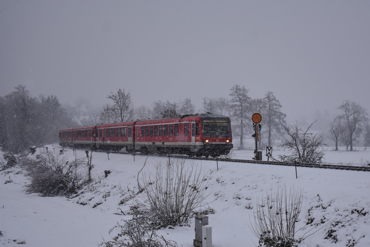 628 563 und ein weiterer Ulmer, als RB nach Friedrichshafen Stadt, Lindau-Aeschach, März 2019