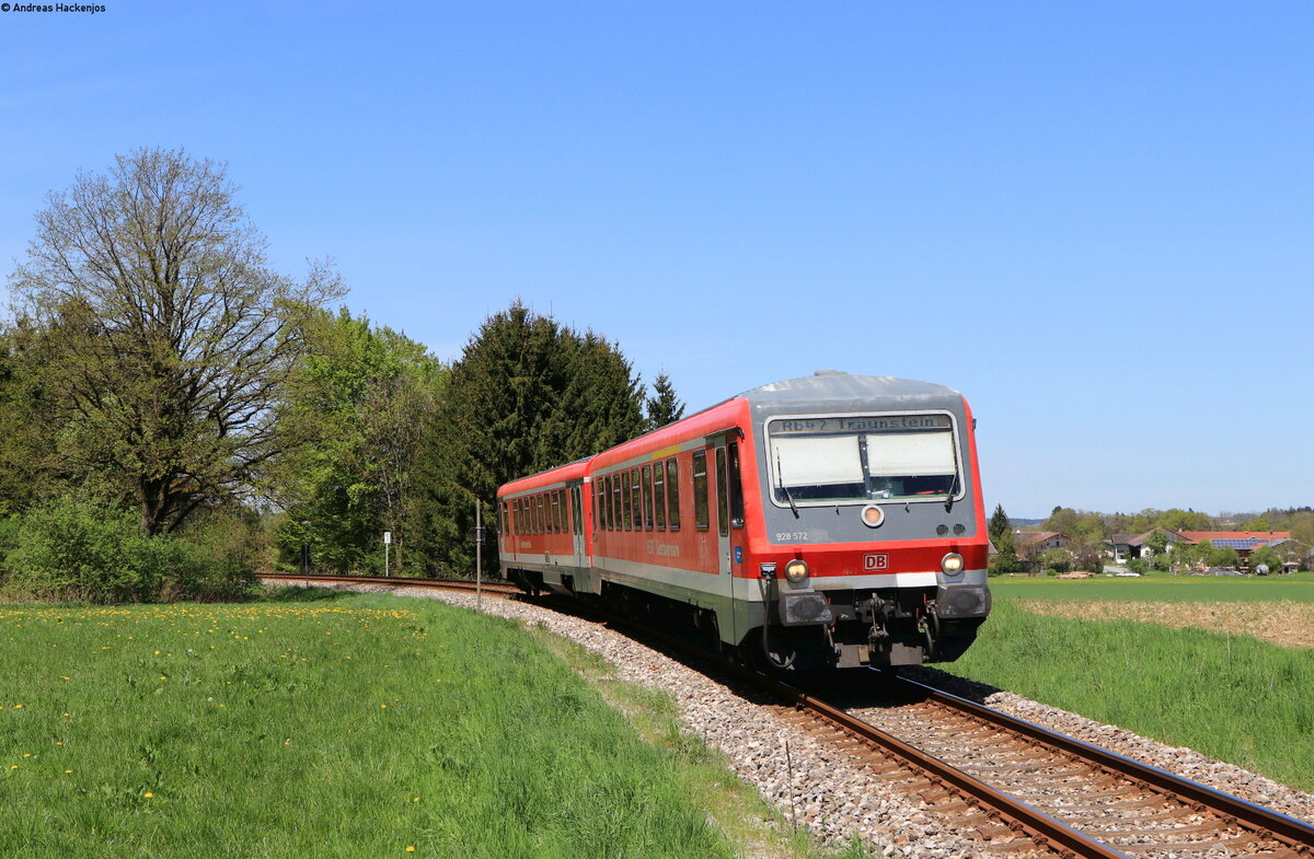 628 572-9 als RB 27419 (Mühldorf(Oberbay)-Traunstein) bei Matzing 10.5.21