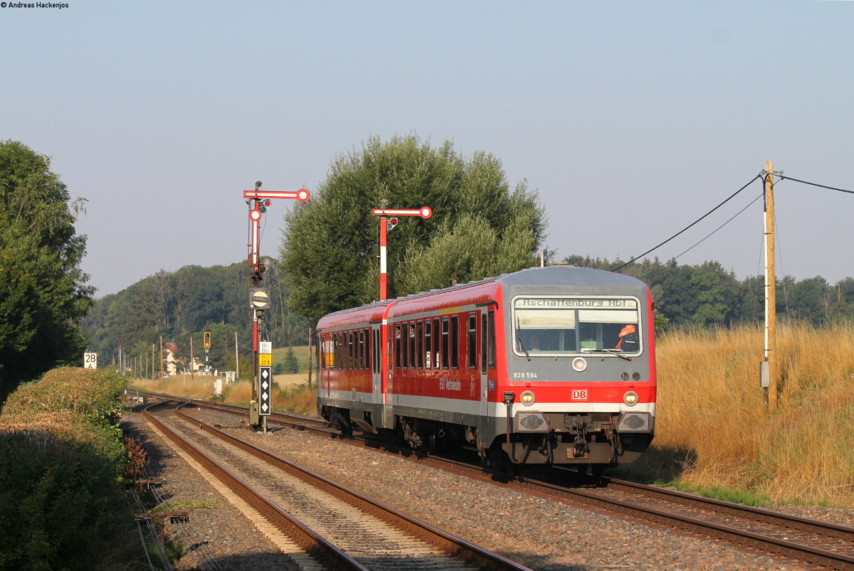 628 594-4 als RE 4384 (Crailsheim-Aschaffenburg Hbf) in Schrozberg 24.7.18