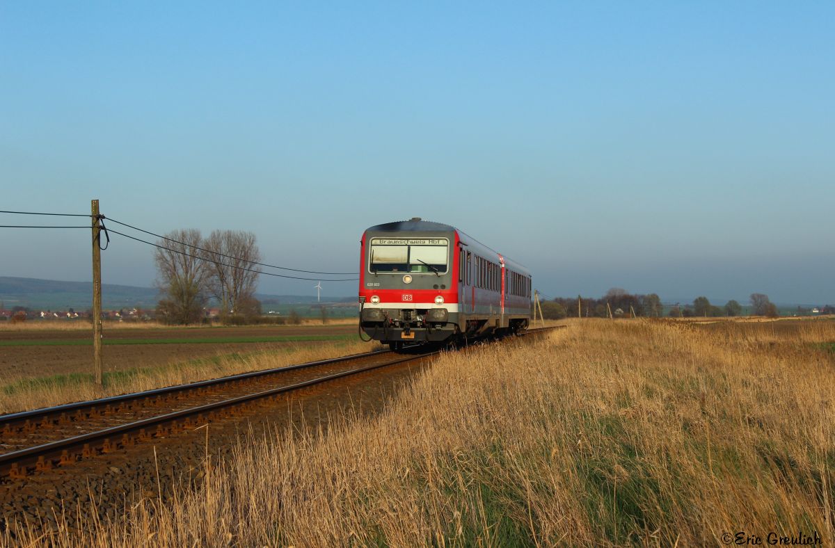 628 603 mit einer RB nach Braunschweig unweit von Dettum am 29.03.14.