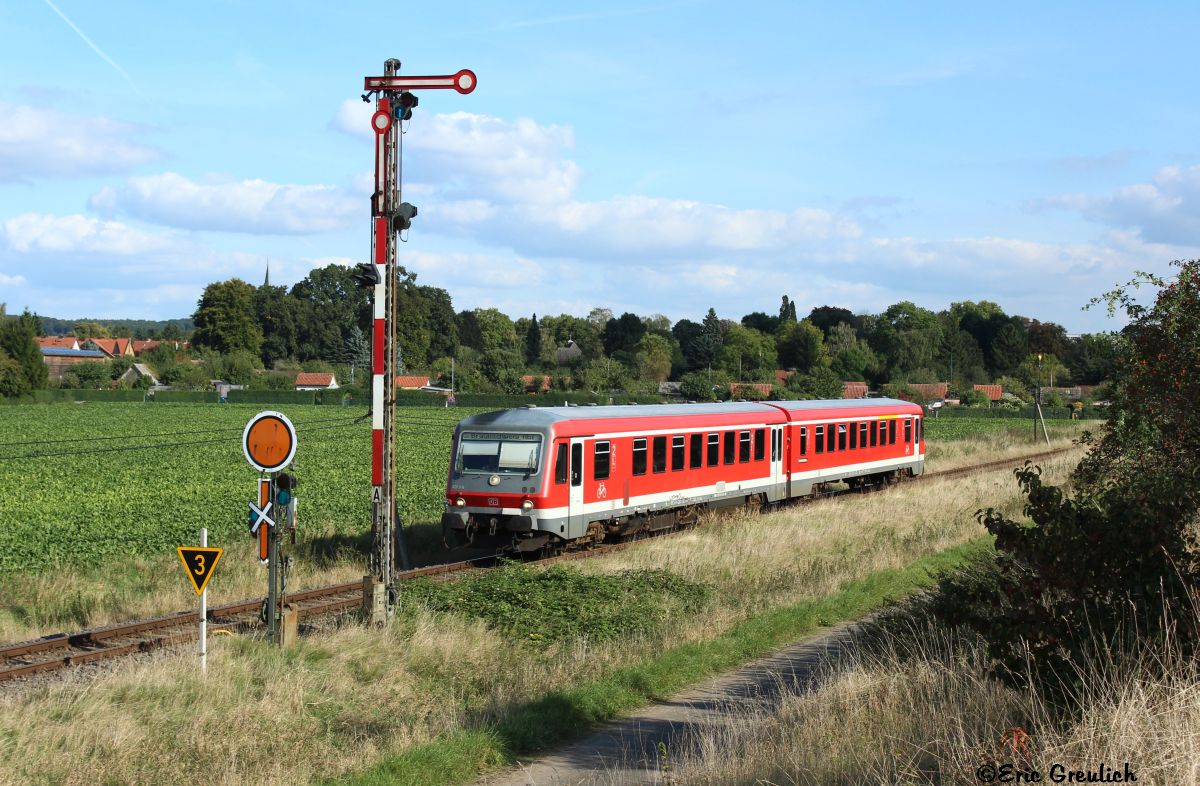 628 614 verlsst am 28.09.13. den Bahnhof Schppenstedt.