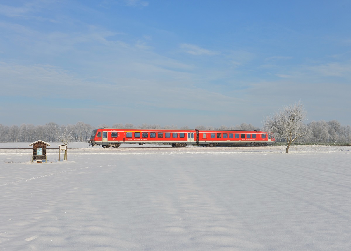 628 628 als RB nach Burghausen am 02.01.2015 bei Heiligenstatt.
