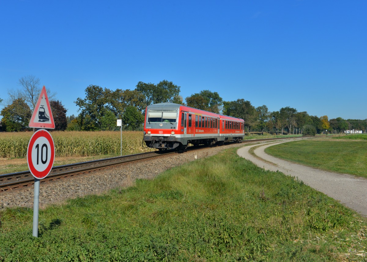 628 628 als RB nach Mühldorf am 02.10.2015 bei Heiligenstatt. 