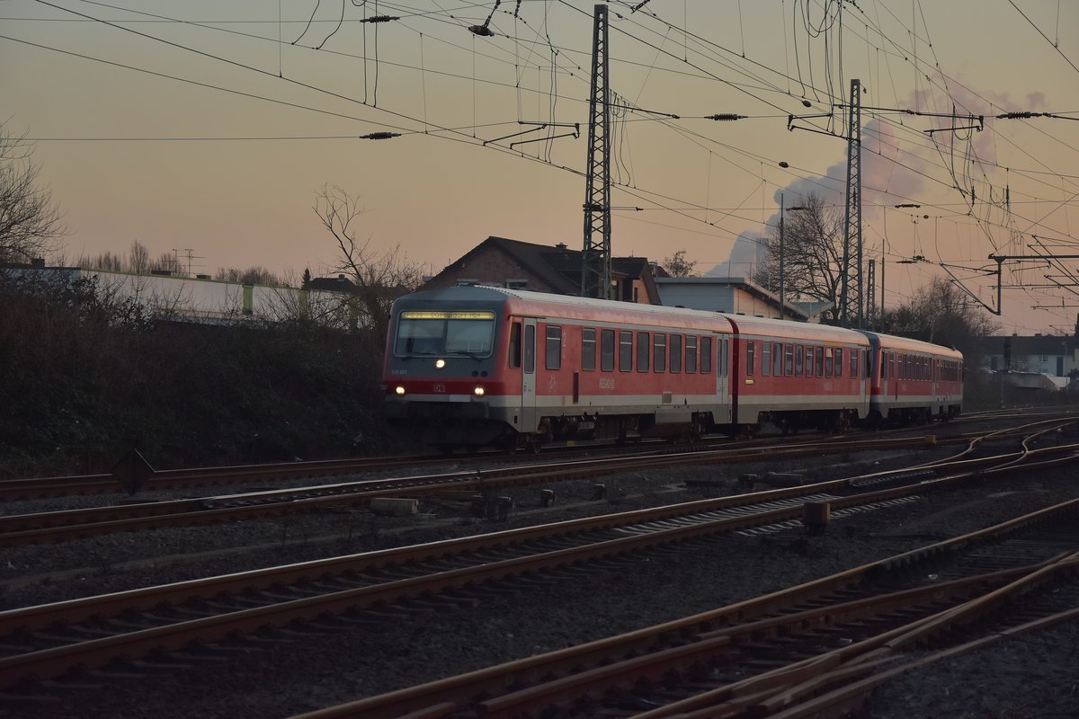 628 633 an der Spitze eines RB38  nach Düsseldorf Hbf.  14.2.2017

