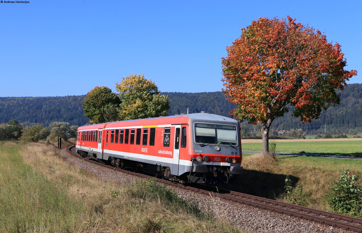 628 656-0 als RE 3247 (Donaueschingen-Ulm Hbf) bei Nendingen 9.10.21