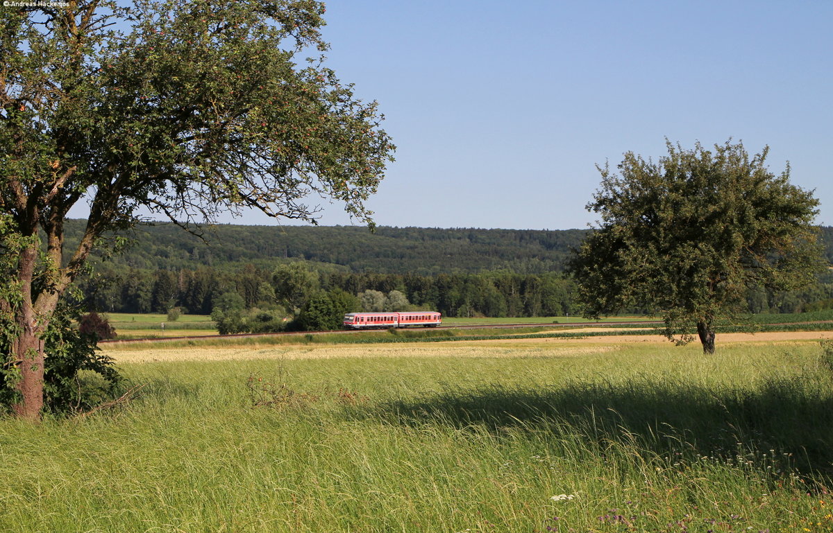 628 695-8 als RB 22354 (Ulm Hbf-Ehingen(Donau)) bei Allmendingen 1.7.18