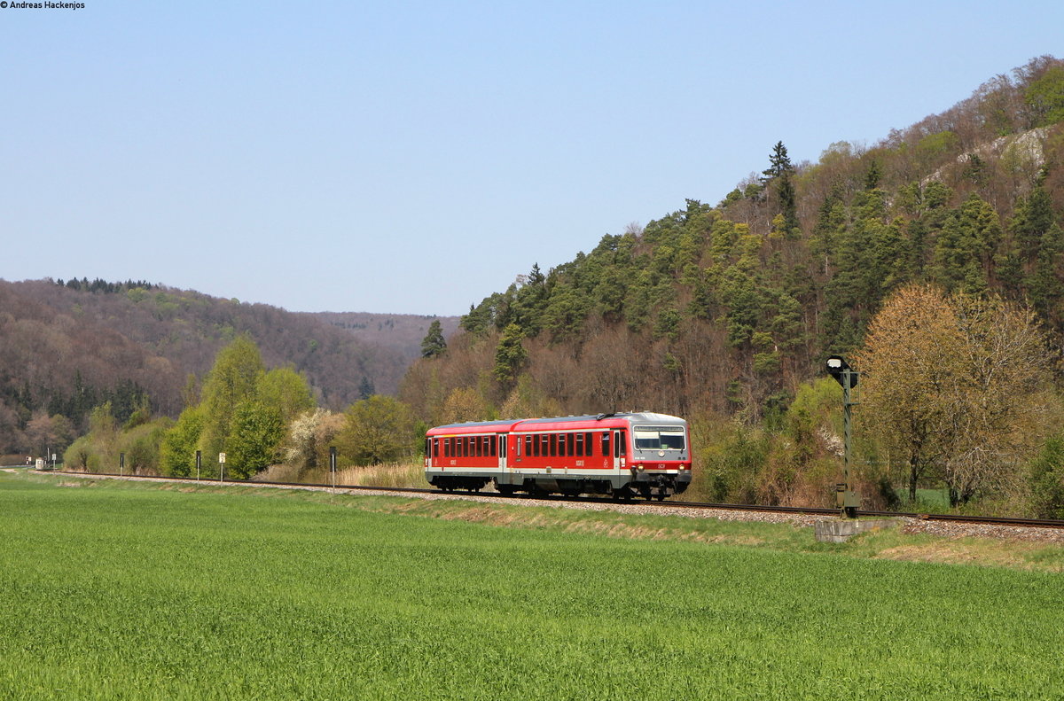 628 703-0 als RB 22368 (Rammingen-Ehingen(Donau)) bei Schmiechen 21.4.17