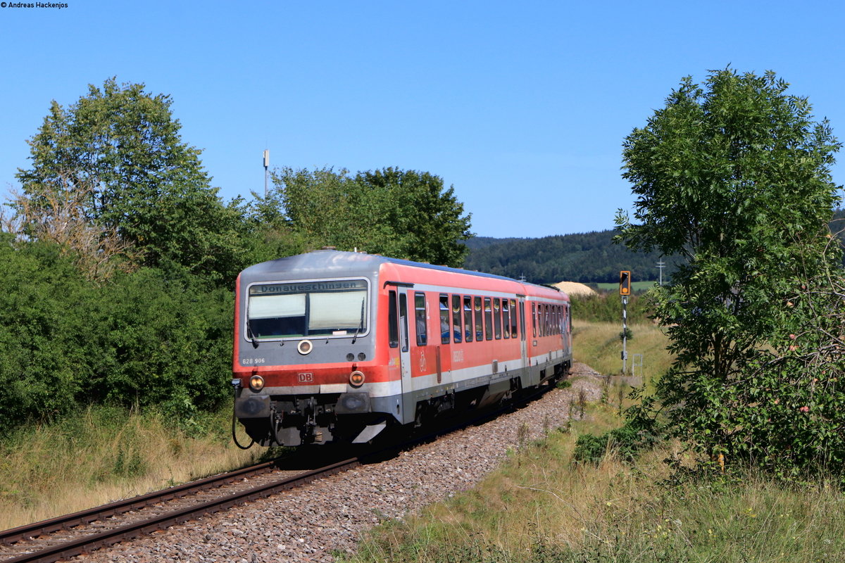 629 006-7 als RE 22316 (Ulm Hbf-Donaueschingen) bei Neidingen 20.8.20