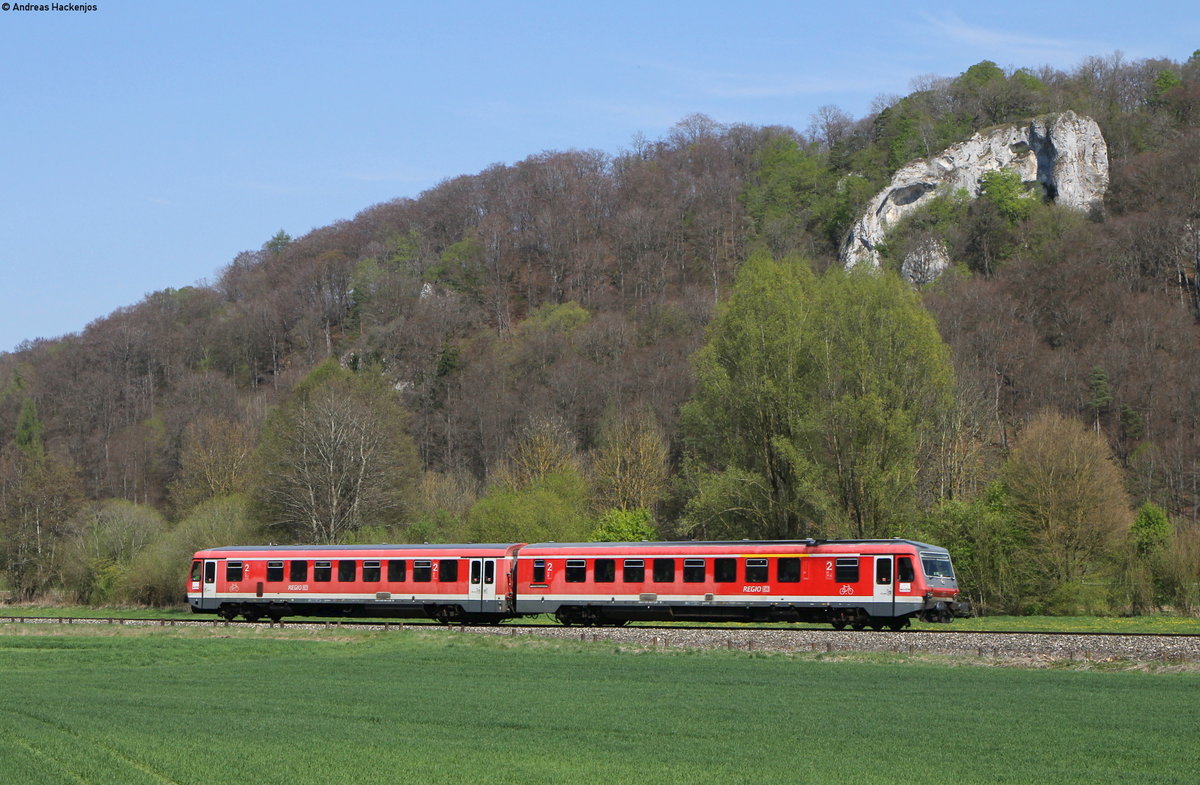629 006-7 als RE 22338 (Ulm Hbf-Sigmaringen) bei Schelklingen 21.4.17