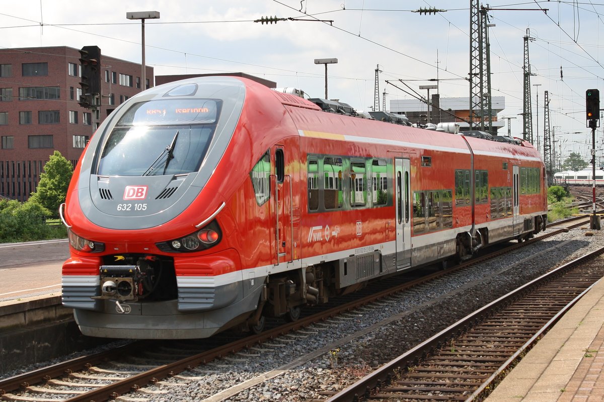 632 105-2 verlässt am 27.05.2019 als RB53 (RB14935)  Ardey-Bahn  nach Iserlohn den Dortmunder Hauptbahnhof.
