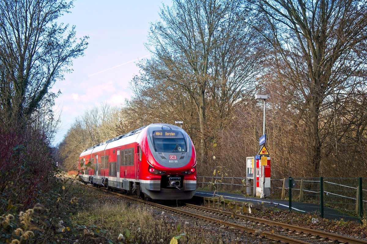 633 101 am 22.12.2020 am Haltepunkt Dortmund-Lütgendortmund Nord 