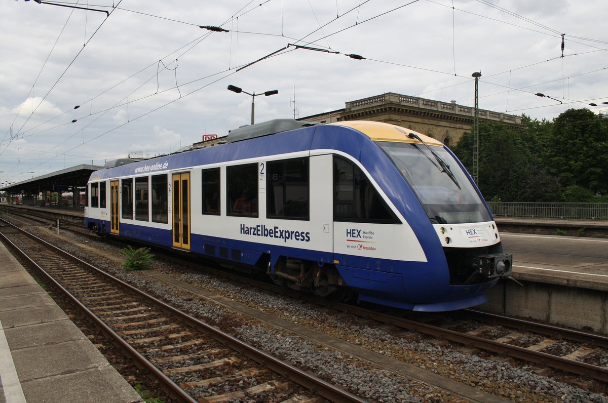 640 123-5 verlässt den Magdeburger Hauptbahnhof als HEX80154 nach Magdeburg-Buckau. (1.8.2016) 