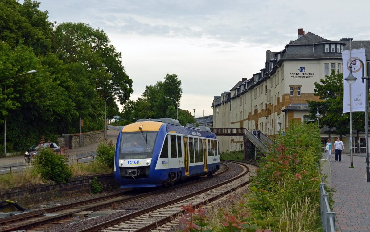 640 123 des Harz-Elbe-Express erreicht am Abend des 28.06.15 seinen Zielbahnhof Goslar. Nach dem er aus Magdeburg kommend in Goslar Kopf gemacht hatte ging die Fahrt zurück nach Halberstadt.