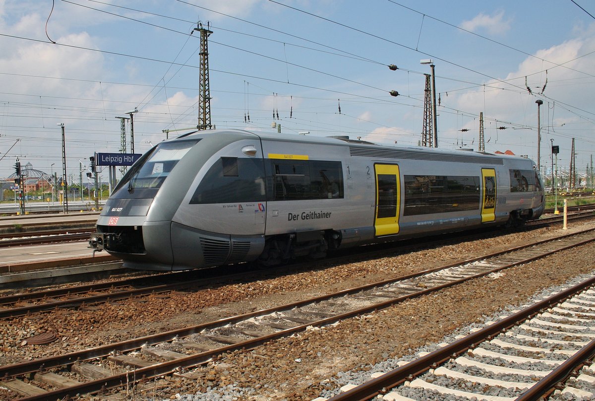 641 027-7 erreicht am 13.5.2017 als RB113 (RB16678) von Bad Lausick den Leipziger Hauptbahnhof.