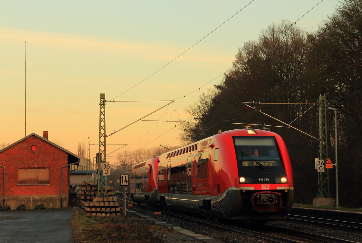 641 028 DB Regio bei Michelau/ Oberfranken am 28.12.2015.