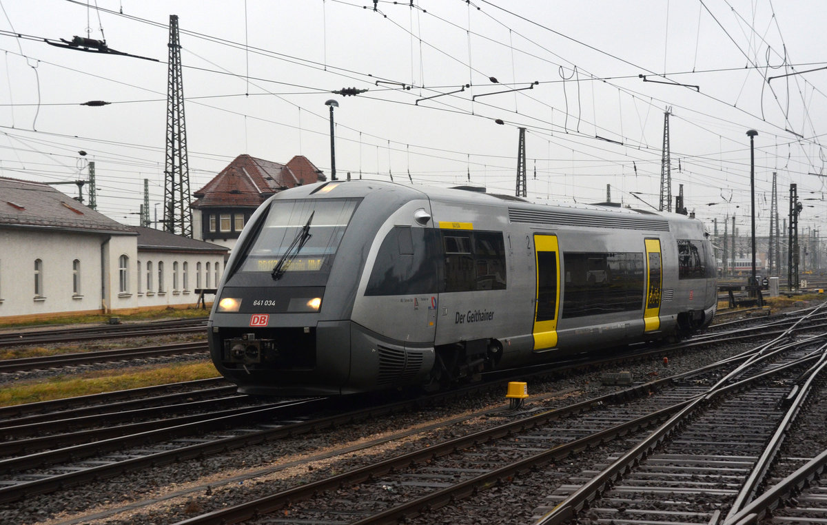 641 034 erreicht am 21.12.17 aus Geithain kommend den Leipziger Hbf.