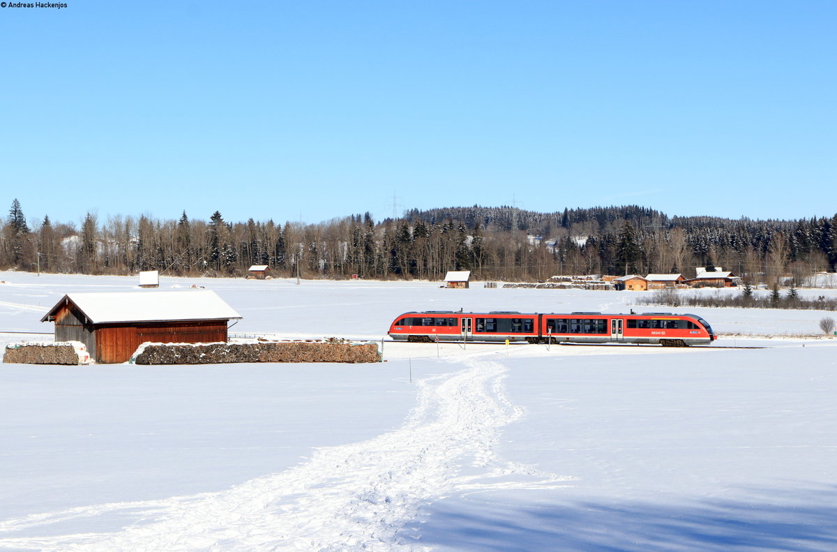 642 011-0 als RB 5477 (Kempten(Allgäu)Hbf-Pfronten-Steinach) bei Pfronten Kappel 14.2.21