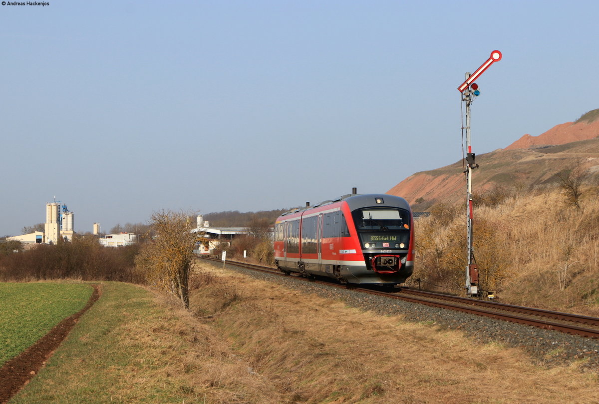 642 020 als RE 16557 (Nordhausen-Erfurt Hbf) bei Glückauf 24.2.21
