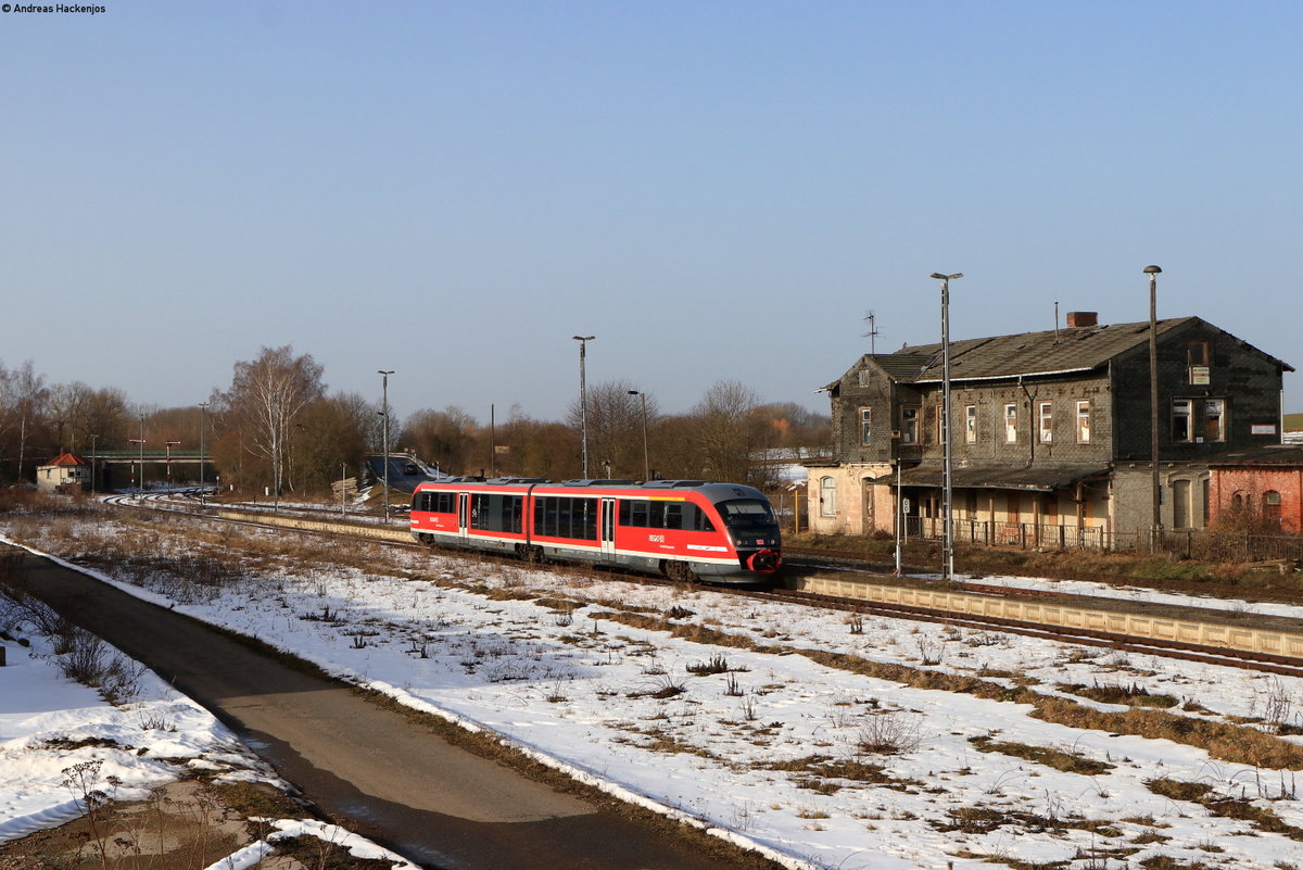 642 020 als RE 16572 (Erfurt Hbf-Nordhausen) in Hohenebra 24.2.21