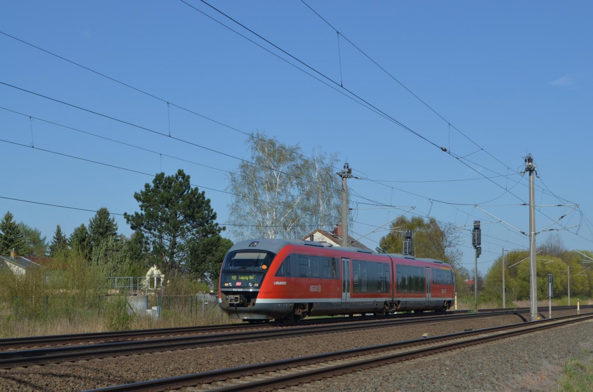 642 046 als RB Grimma - Leipzig Hbf bei Leipzig Engelsdorf 21.04.2015