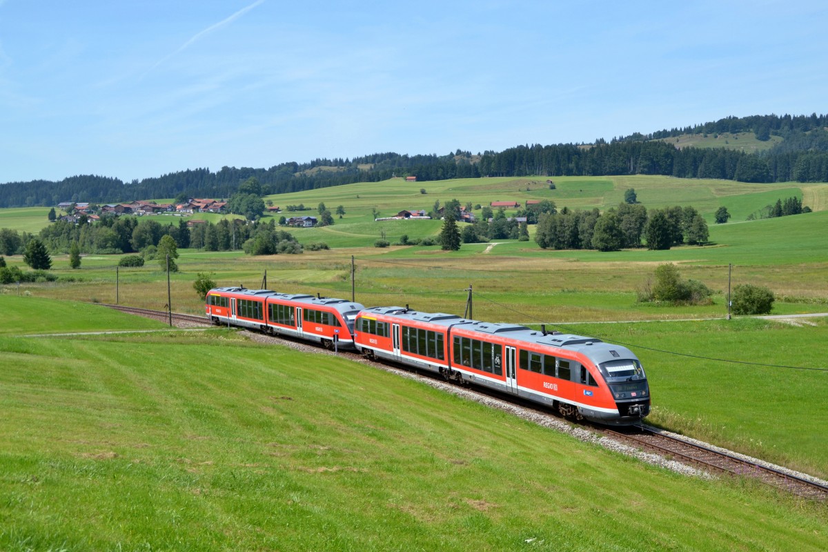 642 123 + 642 xxx als RB 57346 Augsburg Hbf - Füssen am 19.07.2014 bei Weizern