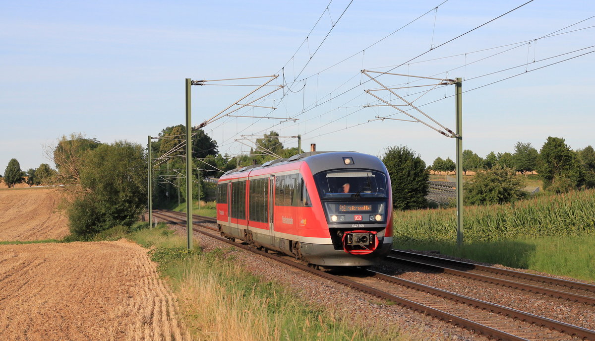 642 169 als RE Crailsheim-Heilbronn am 25.07.2020 zwischen Öhringen und Bitzfeld. 