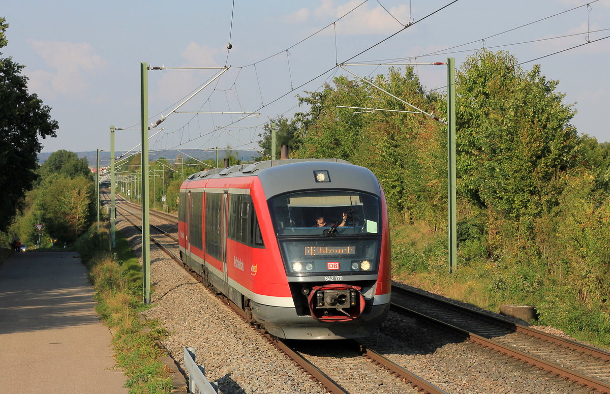 642 170 als RE Crailsheim-Heilbronn am 22.09.2020 bei Scheppach. 