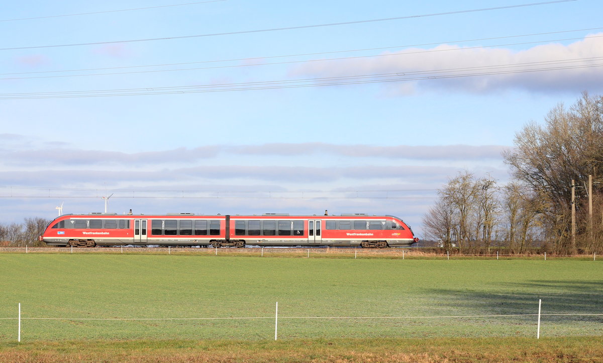 642 170/670 als RE  Hohenloheexpress  Heilbronn-Crailsheim am 28.11.2019 zwischen Eckartshausen und Crailsheim. 