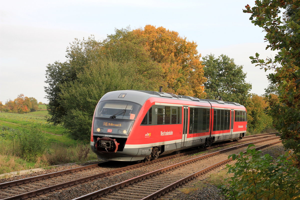 642 173 als RE Hessental-Heilbronn am 22.10.2020 zwischen Neuenstein und Öhringen. 