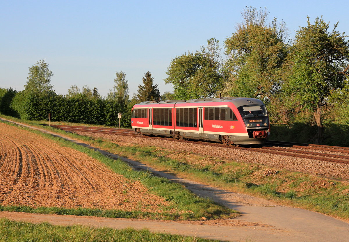 642 174 als RE Crailsheim-Heilbronn am 26.04.2020 bei Öhringen-Cappel. 