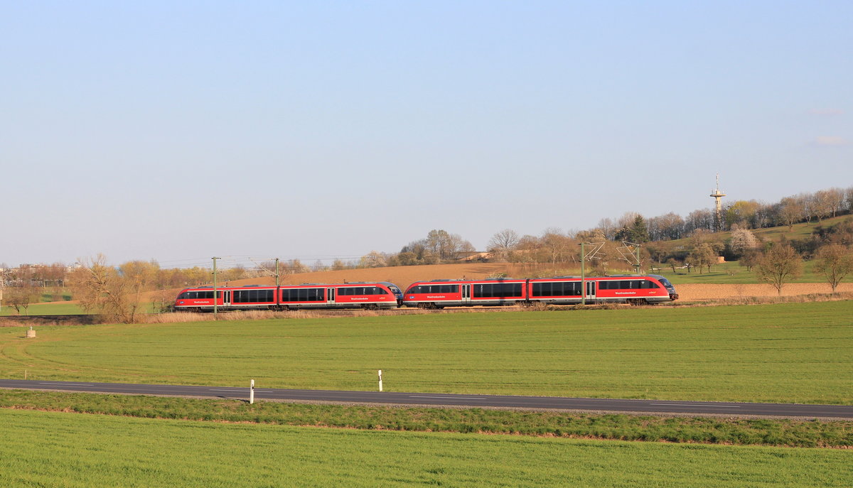 642 188+xxx als RE Heilbronn-Crailsheim am 04.04.2020 kurz vor Öhringen. 