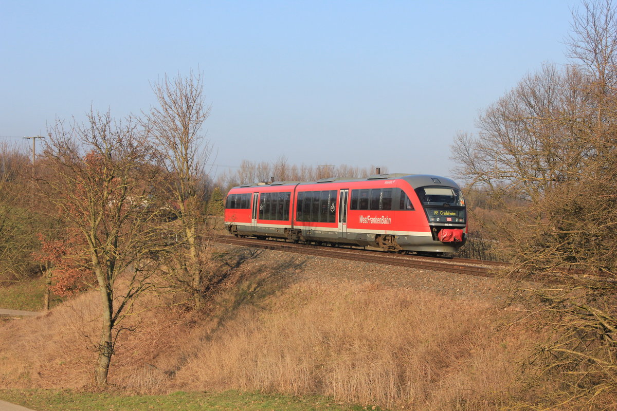 642 205  Hohenlohe  als RB Öhringen-Hessental am 03.03.2013 bei Öhringen-Eckartsweiler. 