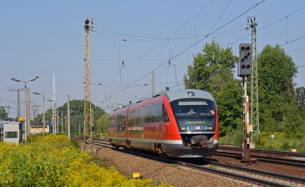 642 228 der Erzgebirgsbahn war am 22.08.15 auf dem Leipziger Güterrring Richtung Schönefeld unterwegs als er Thekla passierte.