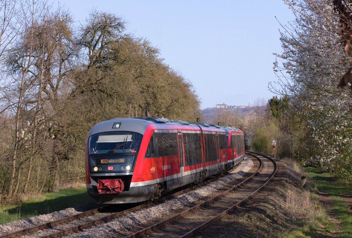 642 229+xxx als RE80 Crailsheim-Heilbronn am 04.04.2021 bei Neuenstein. 