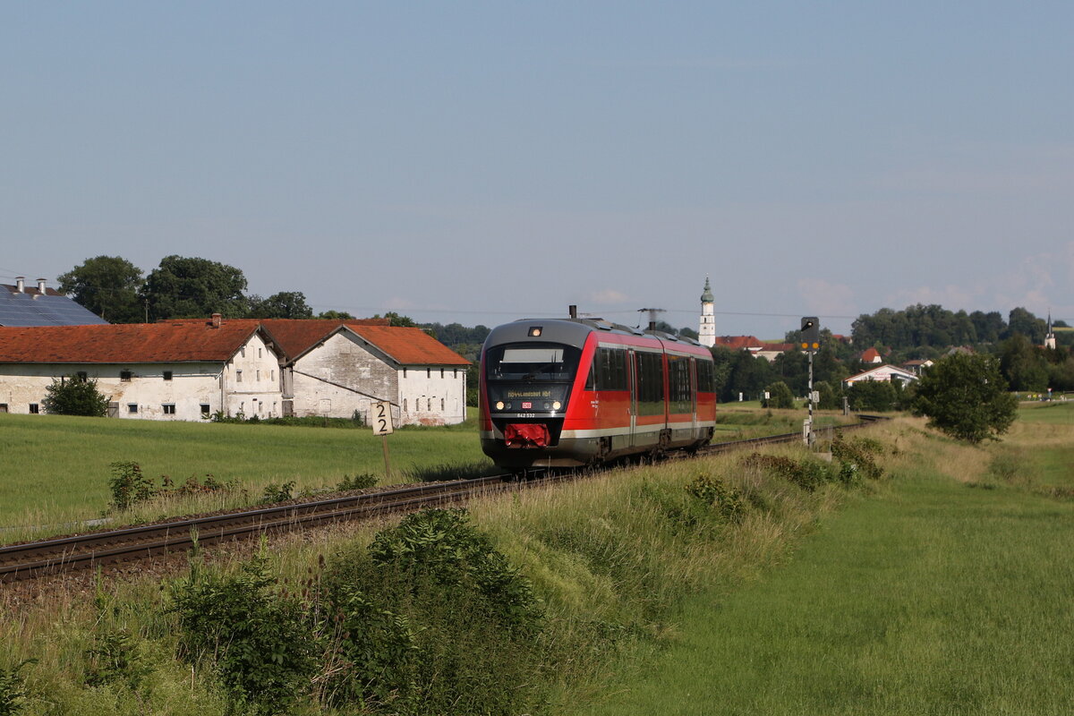 642 532 aus Neumarkt St. Veit kommend am 20. Juni 2026 bei Tegernbach.