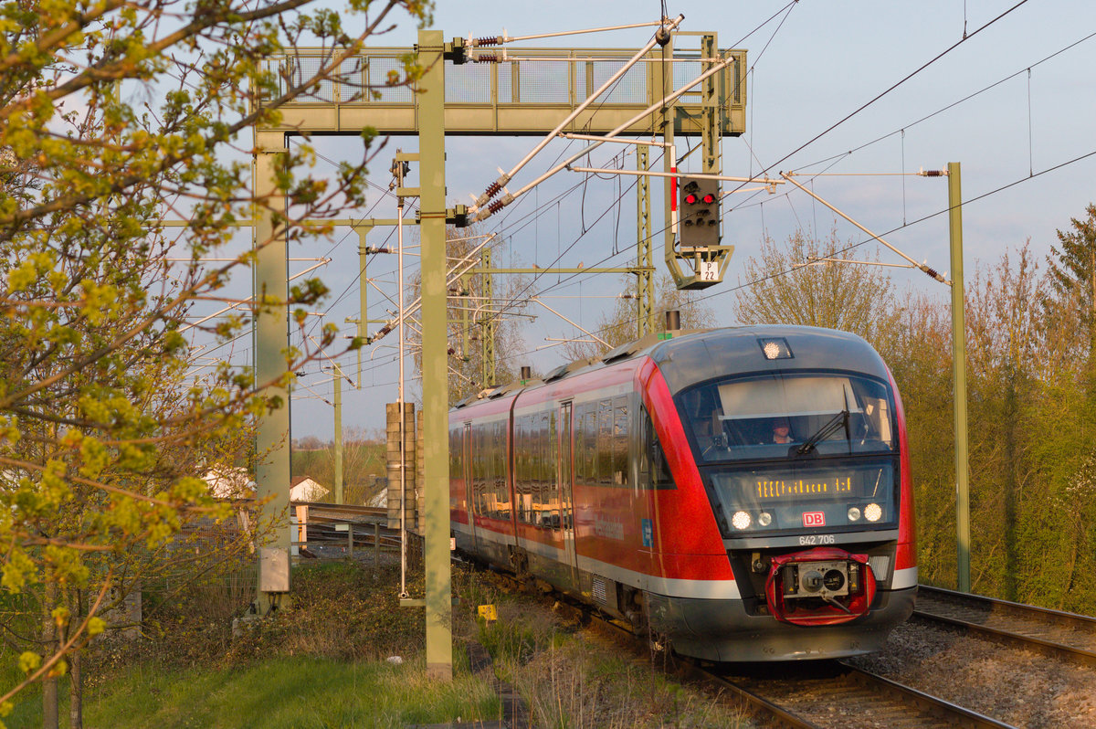642 706 als RE80 Crailsheim-Heilbronn am 21.04.2021 in Öhringen-Cappel. 