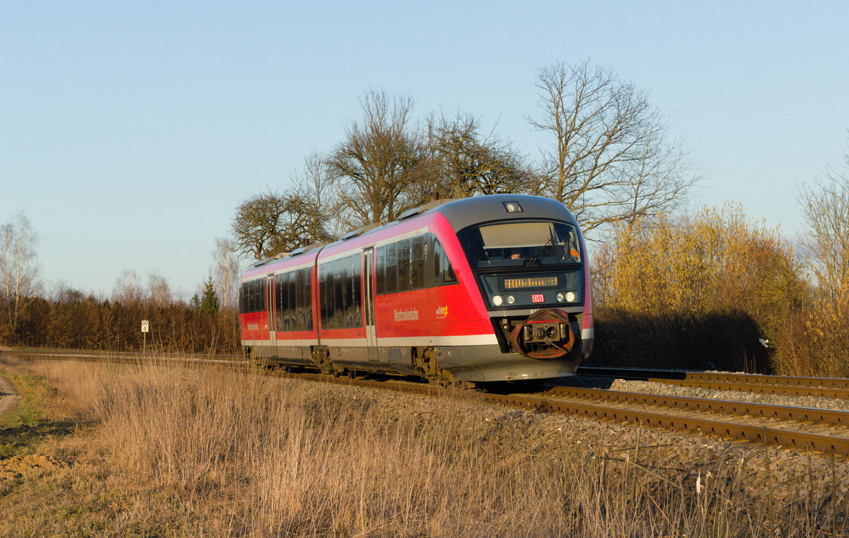 642 xxx als RE80 Crailsheim-Heilbronn am 27.02.2021 bei Öhringen-Cappel. 
